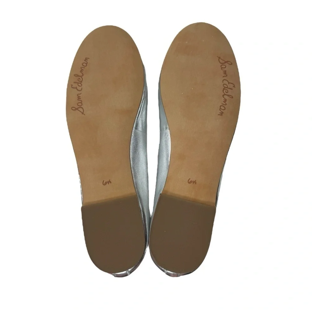 Sam Edelman Felicia Luxe Ballet Flat in Soft Silver Leather 6.5